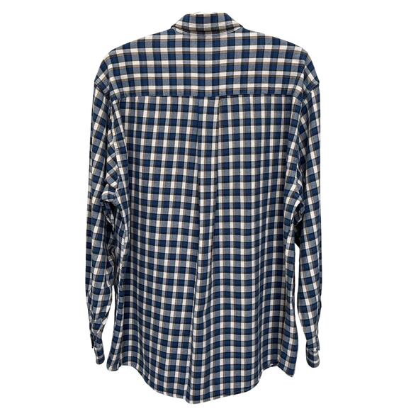 Structure | Vintage Blue White Orange Plaid Long Sleeve Button Shirt Flannel Med - Picture 6 of 6